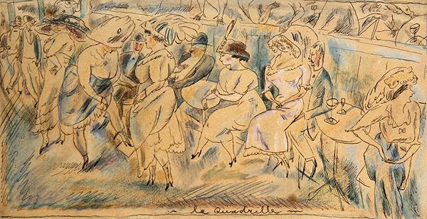 Le Quadrille (kağıt üzerine kalem ve mürekkep) by Jules Pascin