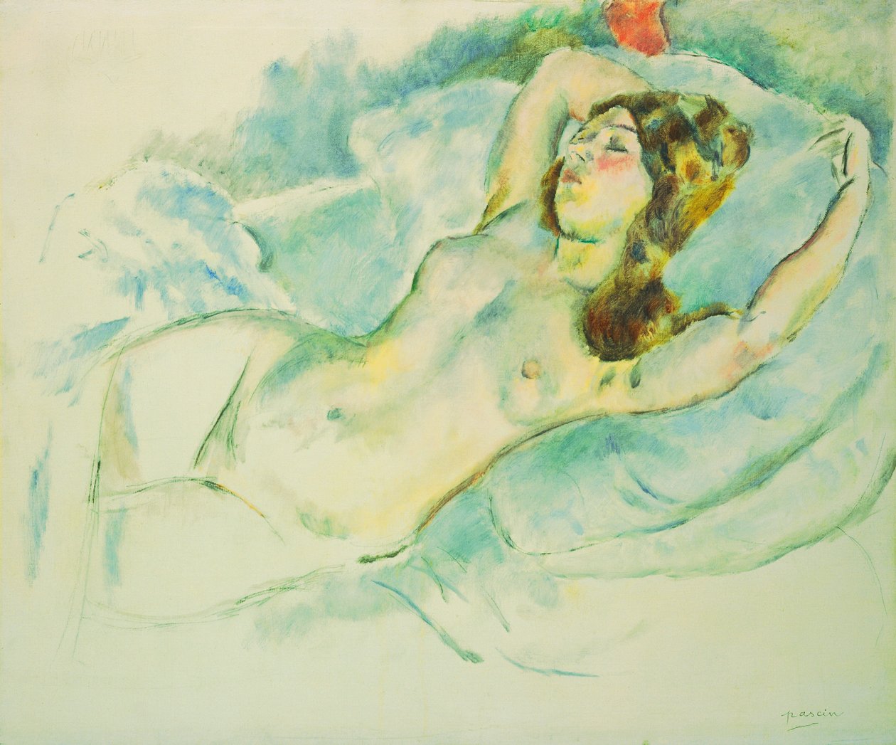 Çıplak Kadın Uzanmış; Çıplak Kadın, 1920-1925 by Jules Pascin