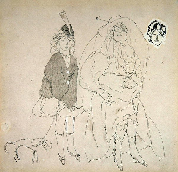 Kişiler, c.1906 (kalem & mürekkep ve kağıt üzerinde yıkama) by Jules Pascin