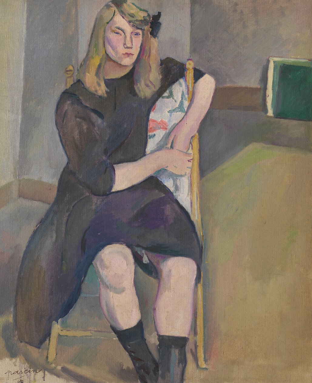 oturan kız by Jules Pascin