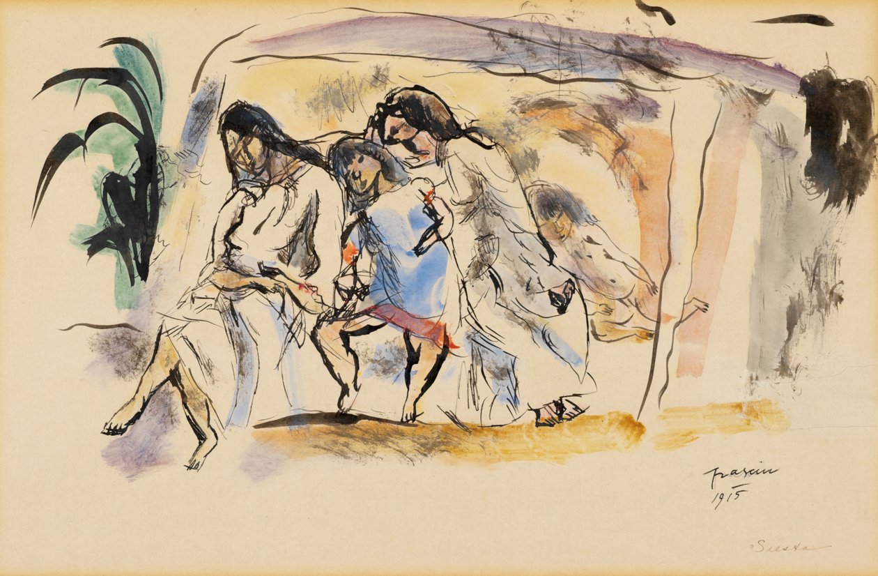 Siesta, 1915 (tuvalet kağıttır) by Jules Pascin