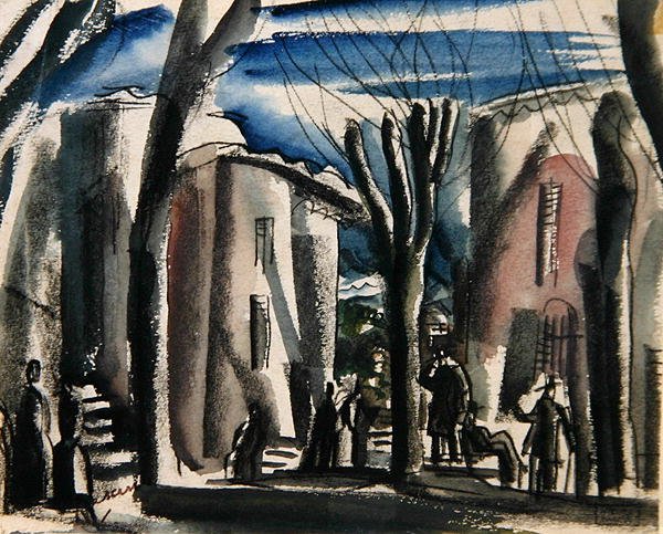 Tunus (kağıt üzerine karakalem ve sulu boya) by Jules Pascin