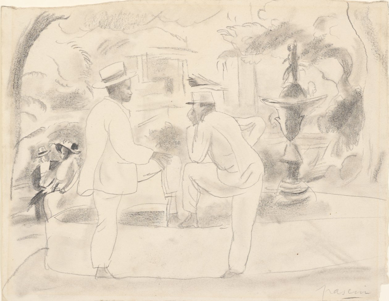 Parkta İki Adam by Jules Pascin