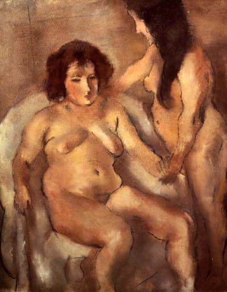 İki Çıplak Kadın (Bordello) c.1919 (tuval üzerine yağlı boya) by Jules Pascin