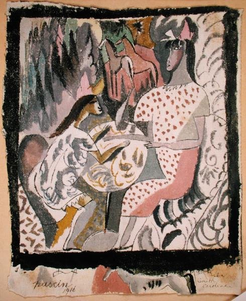 Dairesel Masada İki Kadın, Güney Karolina by Jules Pascin