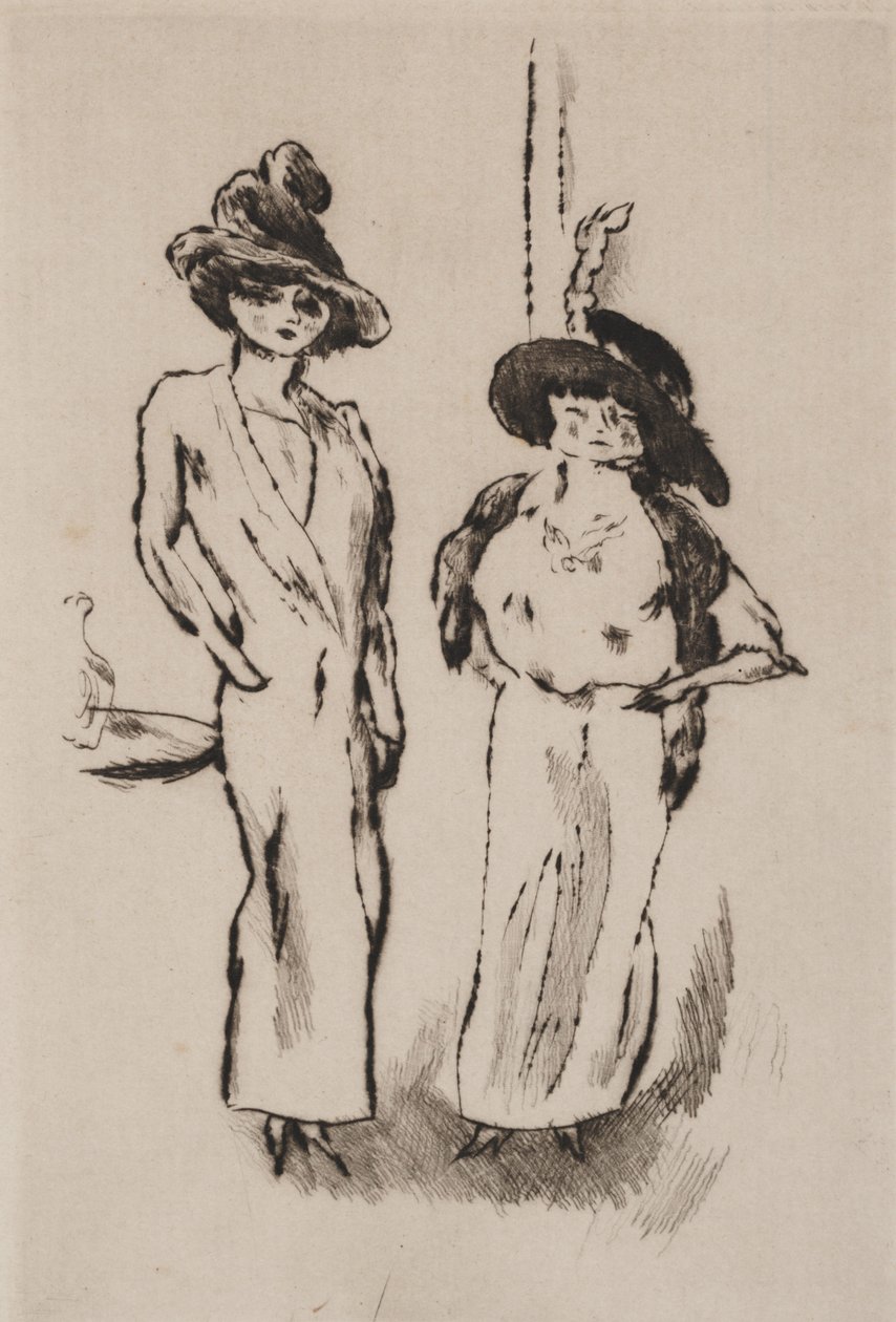 Baloda İki Kadın, c.1910 (gravür) by Jules Pascin