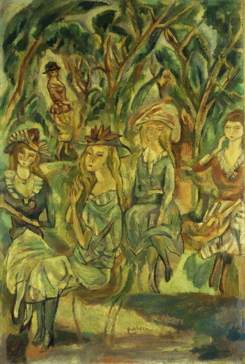Parkta Kadınlar; Parktaki Kadınlar, 1917 by Jules Pascin