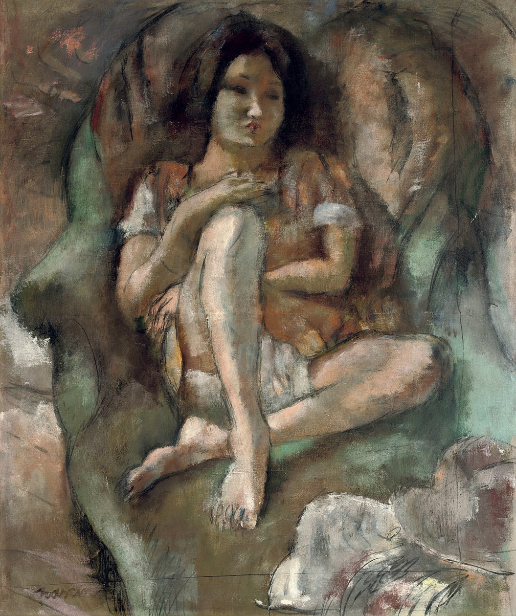 Koltukta Genç Kız; Koltuktaki genç kız, 1922 by Jules Pascin