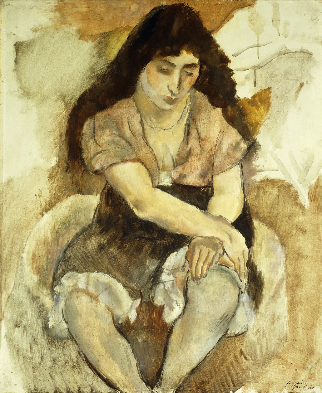 Oturan Genç Kadın; Oturan Genç Kız, 1921 by Jules Pascin