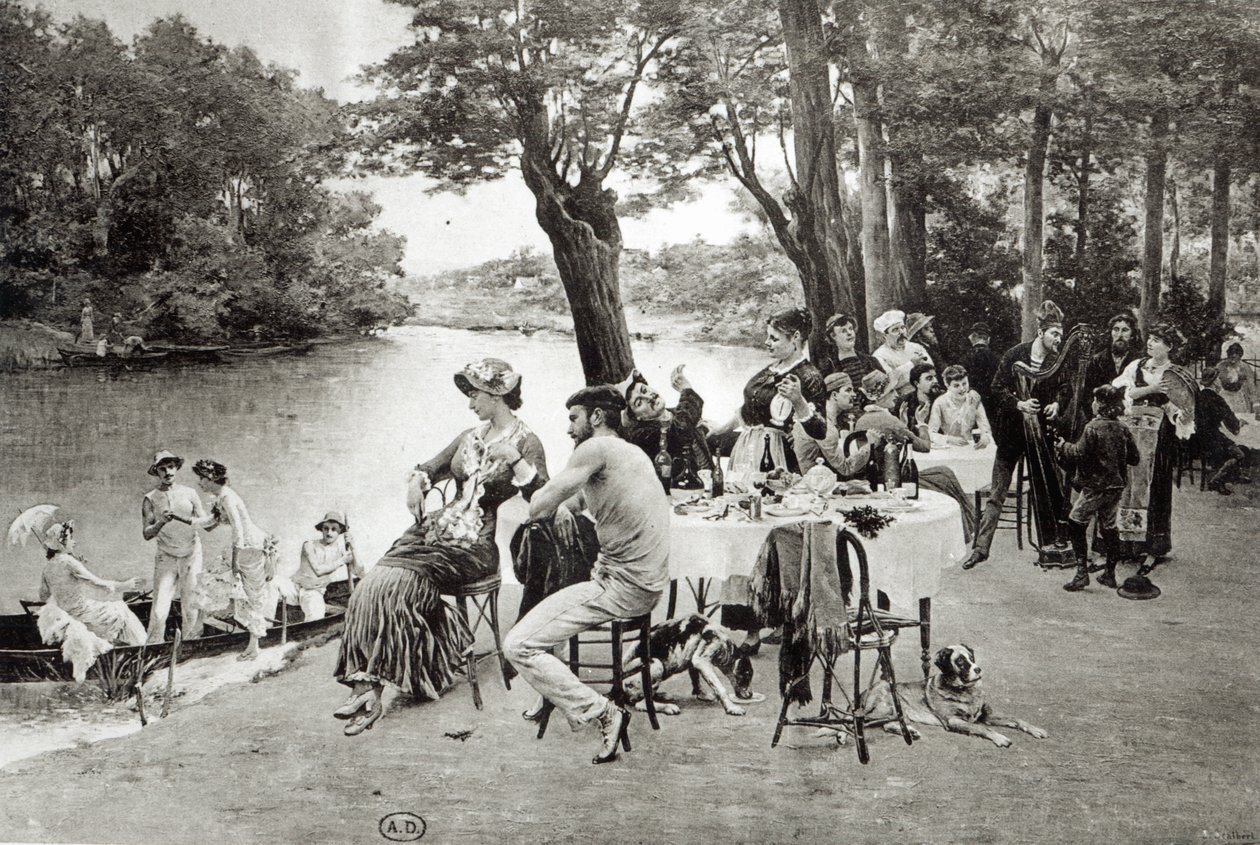 Marne Nehri kıyısındaki sahne (fototip) by Jules Scalbert