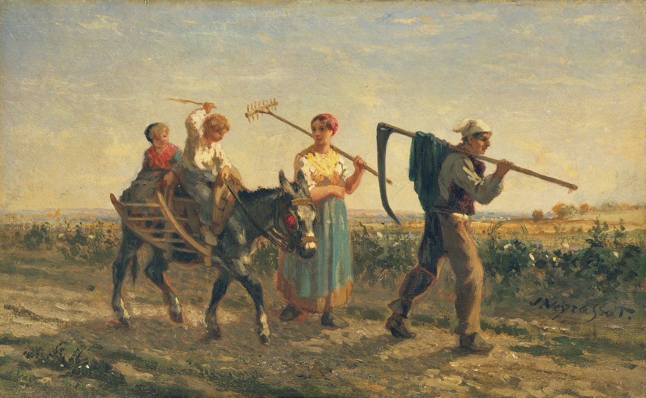 Eve Dönüş (tuval üzerine yağlıboya) by Jules Veyrassat
