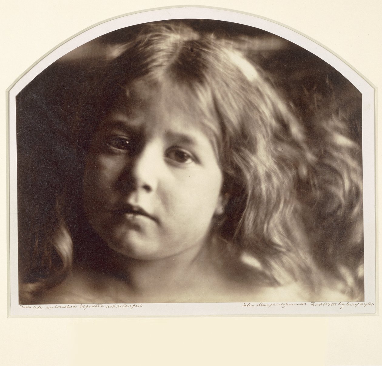 Bir Genç Kızın Portresi (cam üzerine kollodion negatiften albüm baskısı) by Julia Margaret Cameron