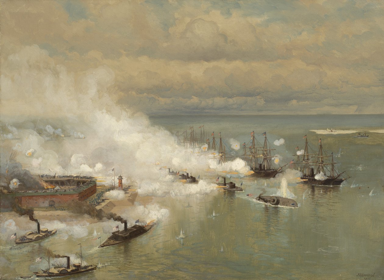 Mobile Bay Savaşı, Alabama, 1886 (keten üzerine yağ) by Julian Oliver Davidson