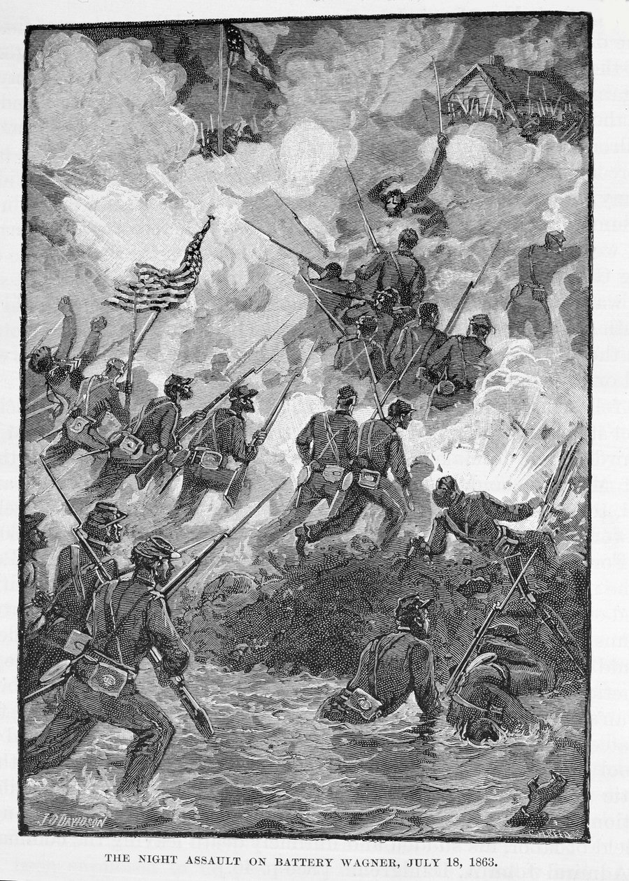 The Night Assault on Battery Wagner, 18 Temmuz 1863, C. H. Reed tarafından kazınmış, 
