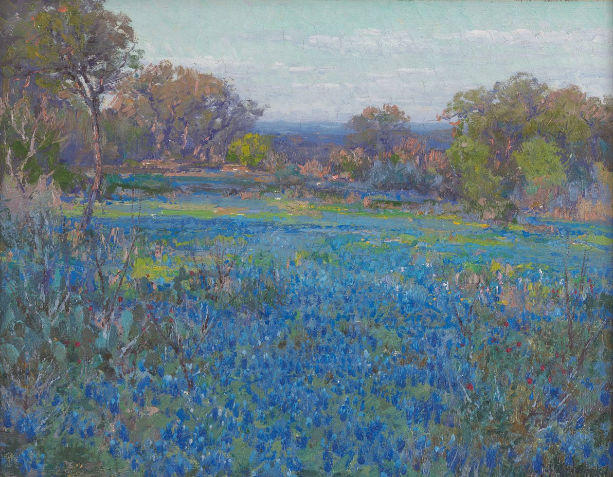 Mavi Bonnets bir tarla, öğleden sonra güneş ışığı by Julian Onderdonk