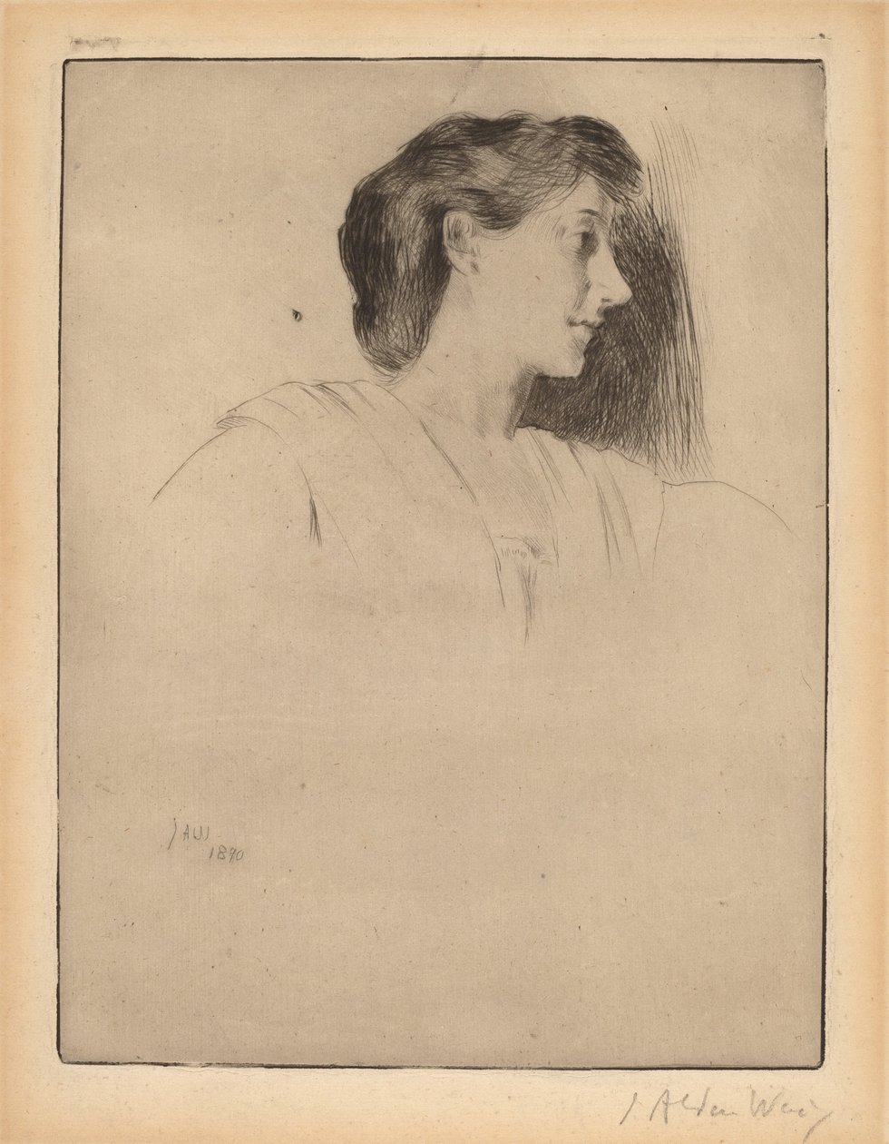 Bir Kadının Profil Başkanı by Julian Alden Weir