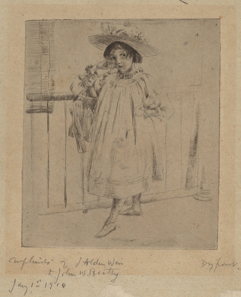 Büyük Şapkalı Genç Kız, 1893. by Julian Alden Weir