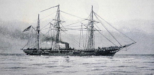 ABD Savaş Sloop Federal Donanması "Kearsage" (gravür) by Julian Oliver (after) Davidson