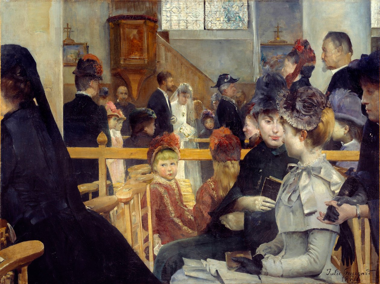 Düğün Töreni bir kilisede düğün. Resim Julie Delance Feurgard (1859-1892) 1884 Brest, Güzel Sanatlar Müzesi by Julie Delance Feurgard