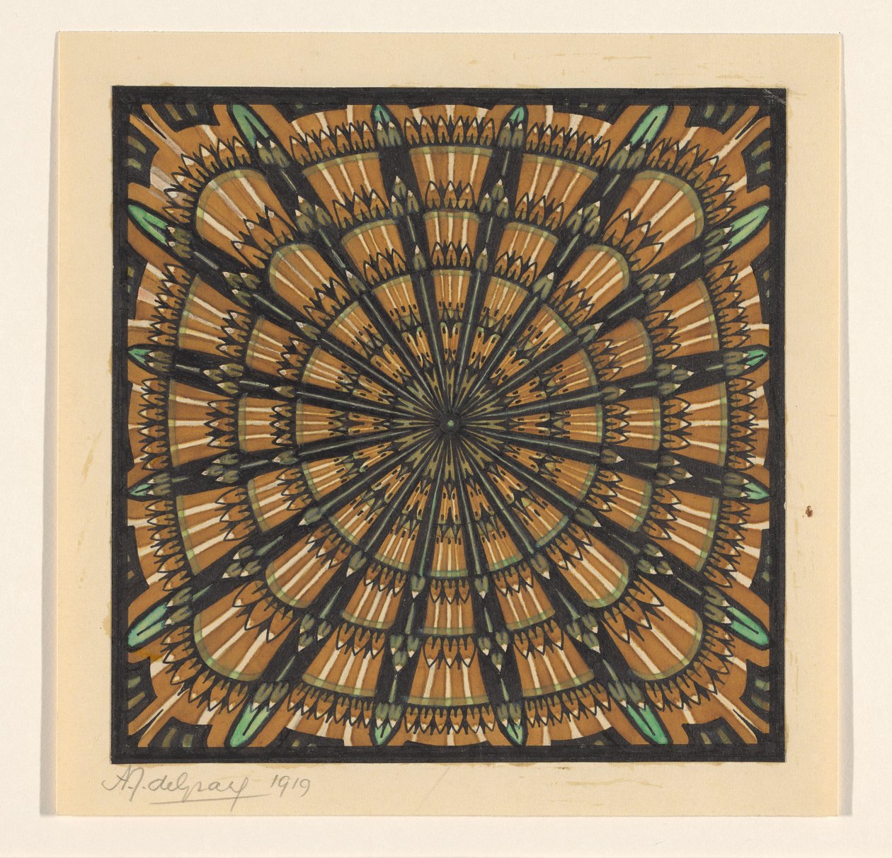 Kare bir halı için tasarım by Julie de Graag (signed by artist)