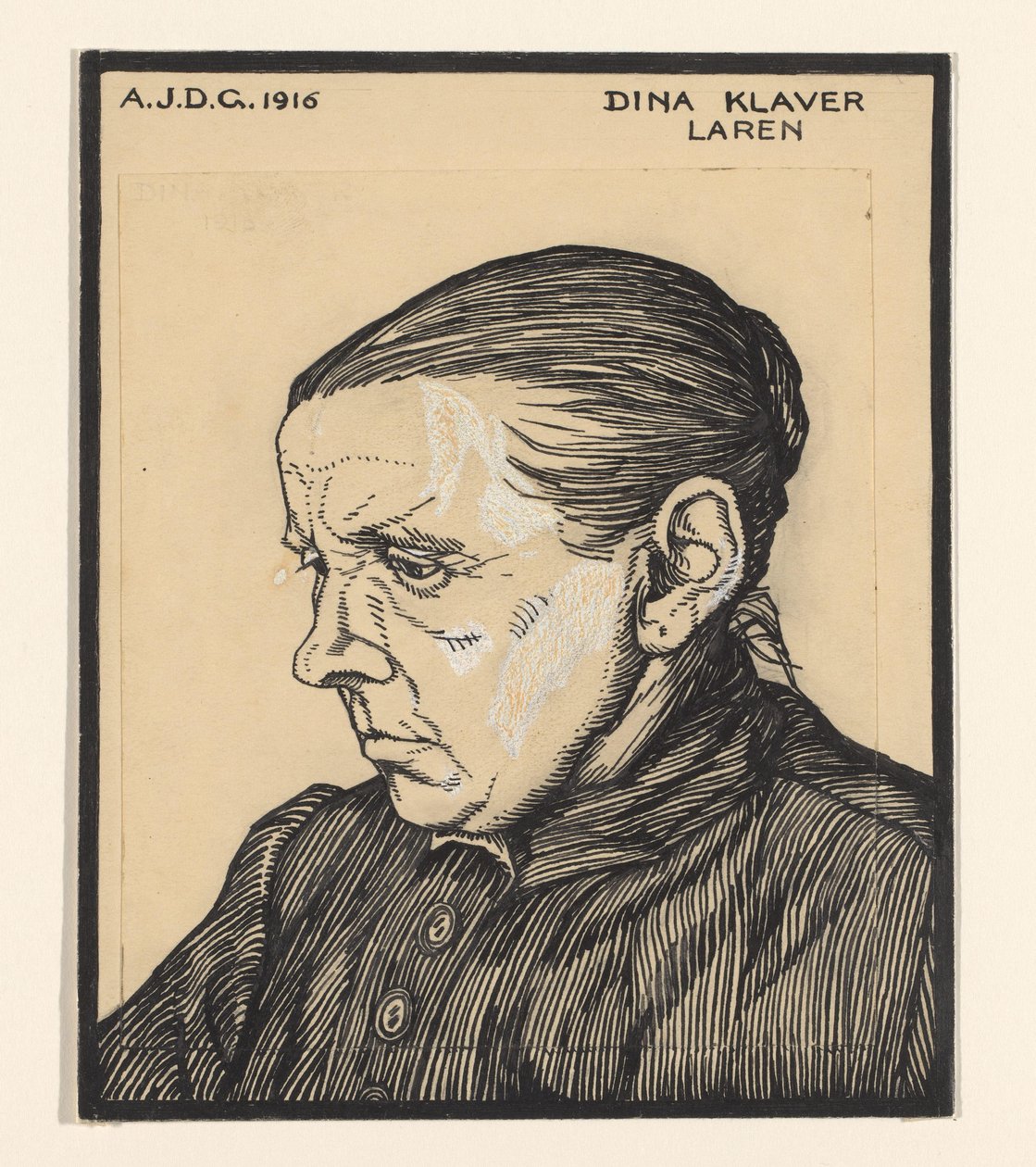 Dina Klaver'ın Portresi Dina Klaver Laren (nesne üzerindeki başlık) by Julie de Graag (signed by artist)
