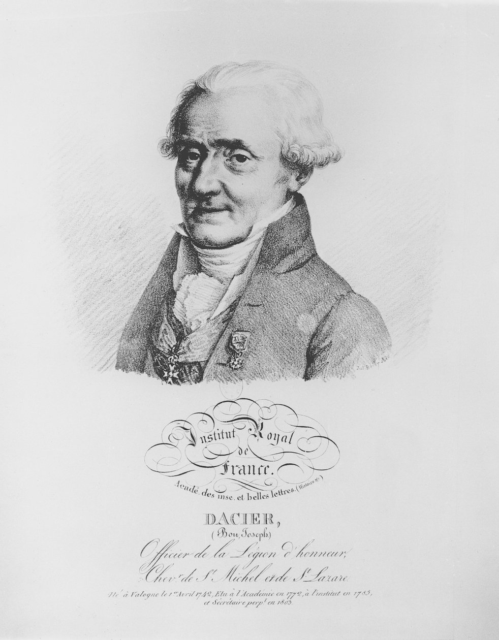 Bon-Joseph Dacier (1742-1833), 'Ünlü akademisyenlerin portreleri koleksiyonu'ndan, 1820 by Julien Leopold Boilly