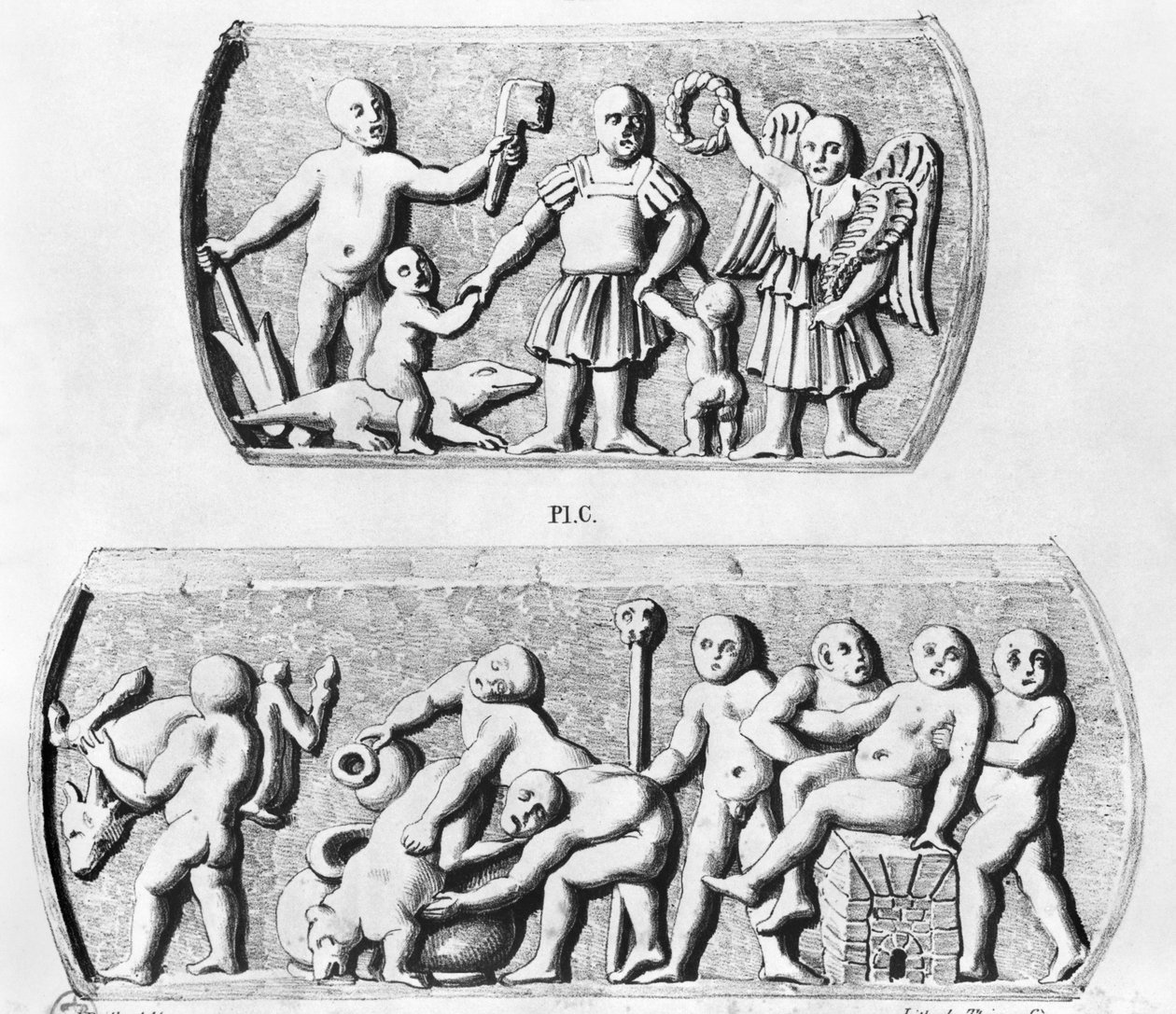 Gnosis'in Zaferi, gnostik tabutların kopyası, Thierry freres tarafından kazınmış (19. yüzyıl) by Julien Leopold Boilly