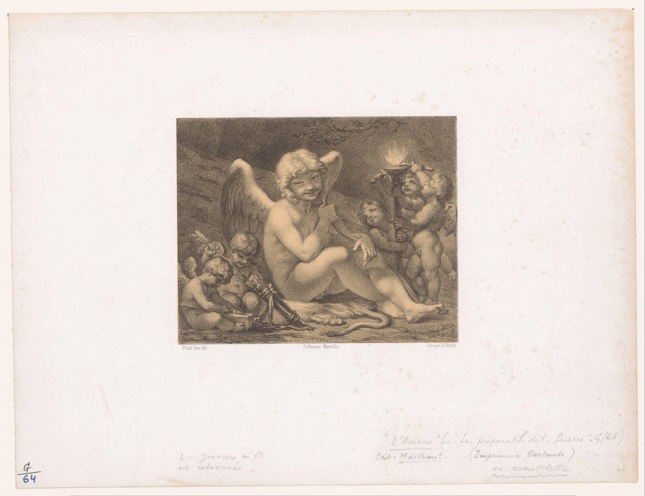 Amor ve putti oklarını keskinleştirir Les Preparatifs de la guerre by Julien Leopold Boilly
