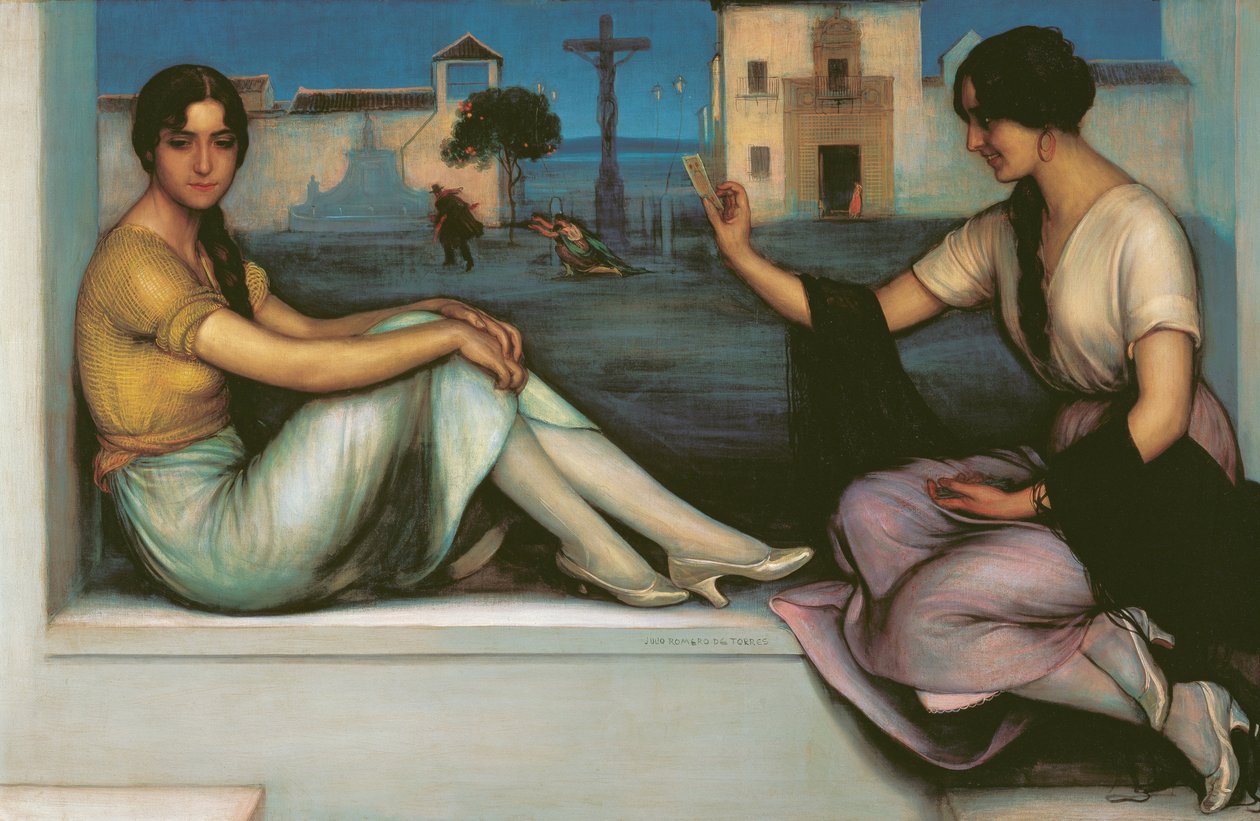 Falcılık - Romero de Torres, Julio (1874-1930) - 1922 - Tuval üzerine yağlı boya - 106x163 - Museo Carmen Thyssen, Malaga by Julio Romero de Torres