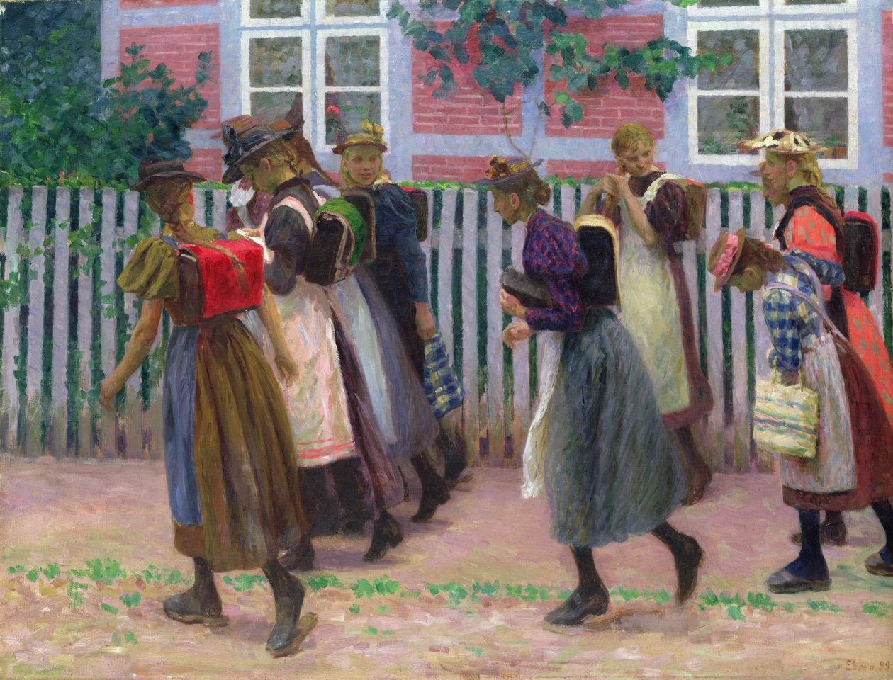 Okula Giden Kızlar, 1899 by Julius August Friedrich Theodor von Ehren
