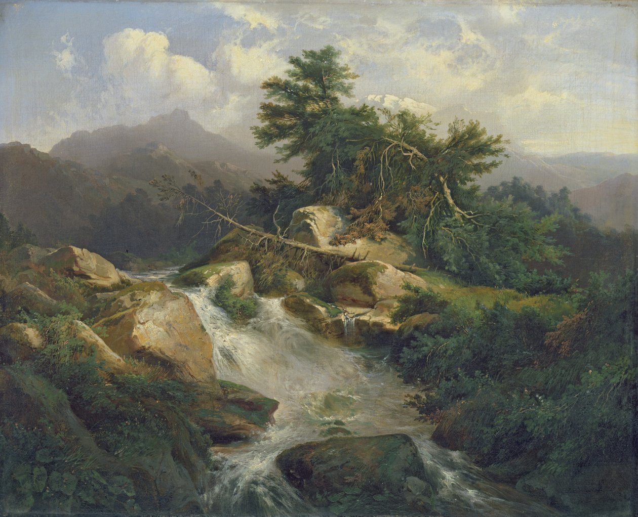 Şelaleli Orman Manzarası by Julius Bakof
