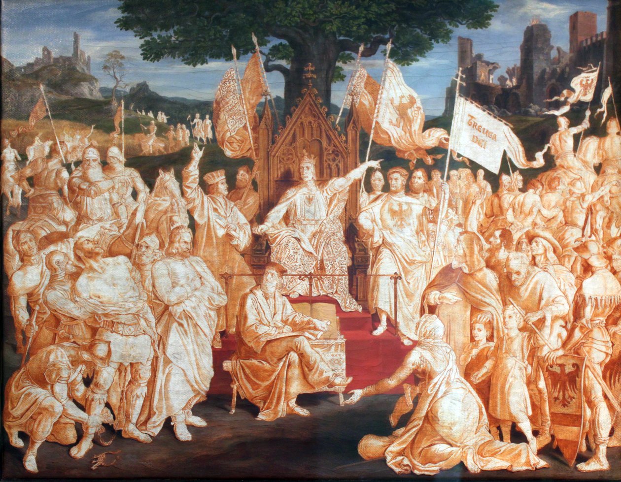 Habsburg İmparatoru Rudolf tarafından halk barışının sağlanması by Julius Schnorr von Carolsfeld