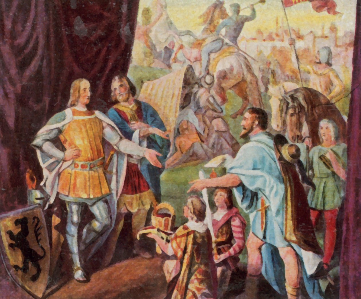Habsburglu Rudolf Alman kralı seçildiği haberini aldı by Julius (after) Schnorr von Carolsfeld