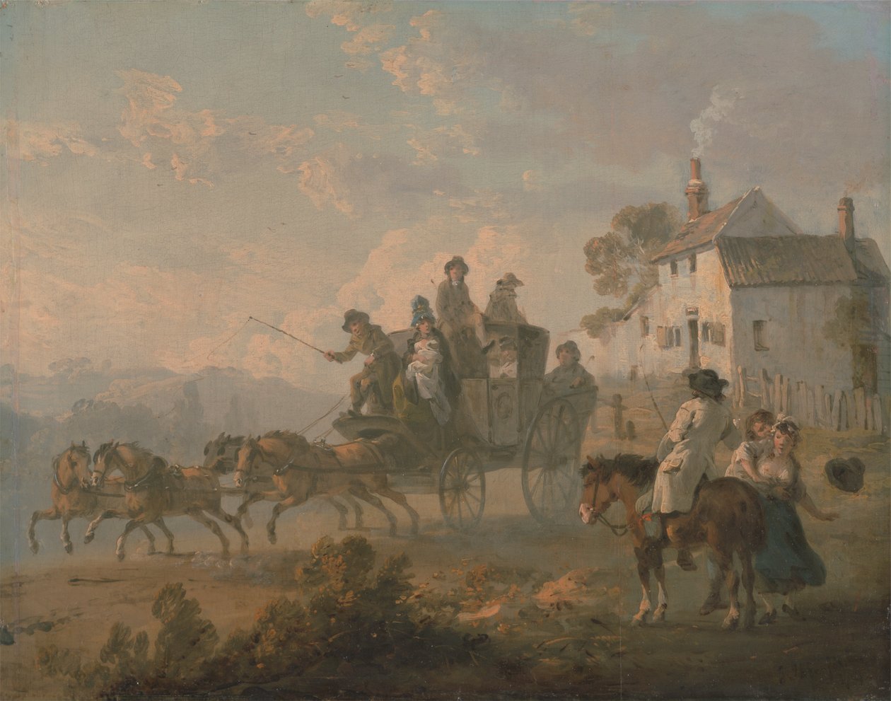 Taşra Yolunda Bir Sahne Arabası by Julius Caesar Ibbetson
