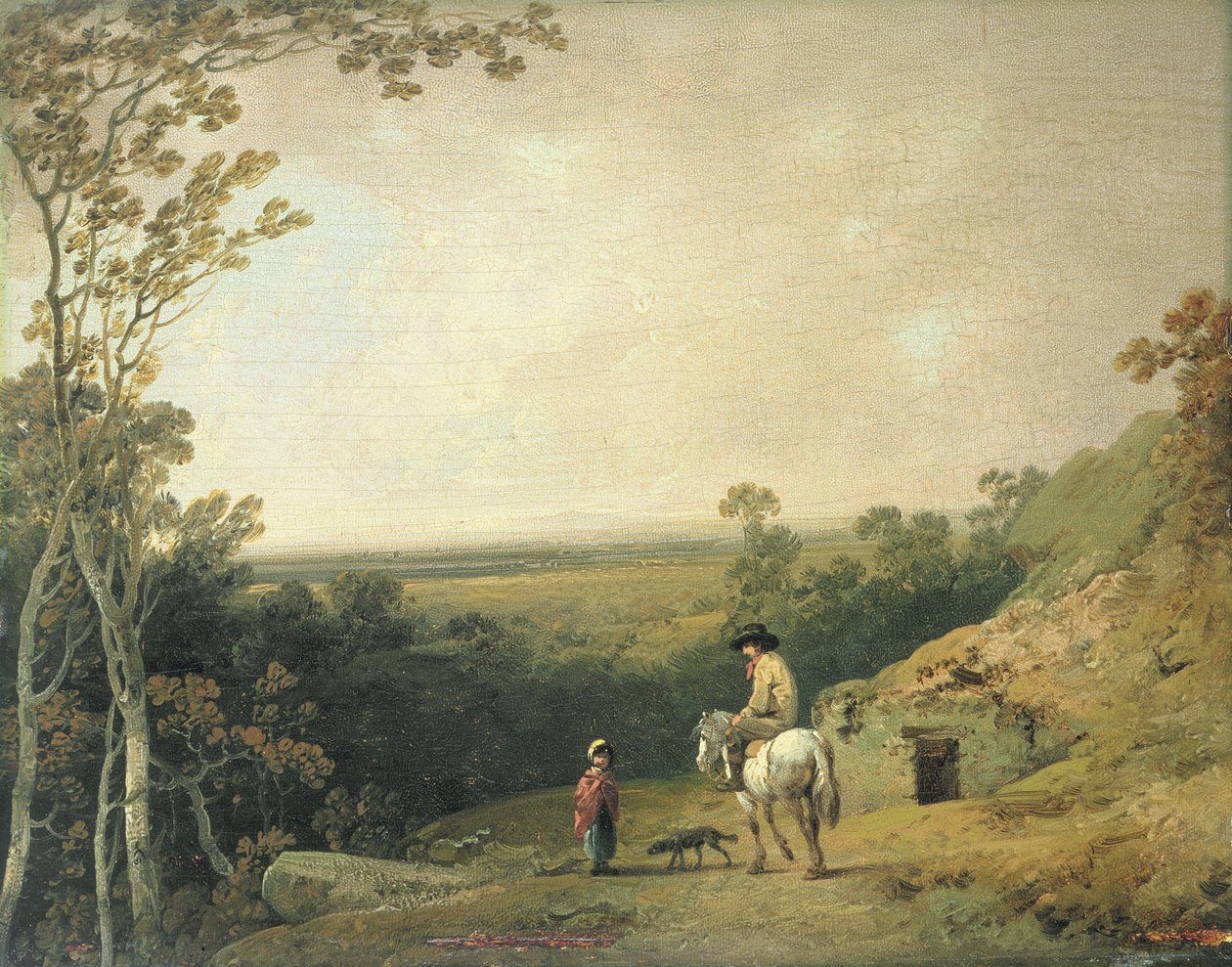 Figürlü Peyzaj (panel üzeri yağlı boya) by Julius Caesar Ibbetson