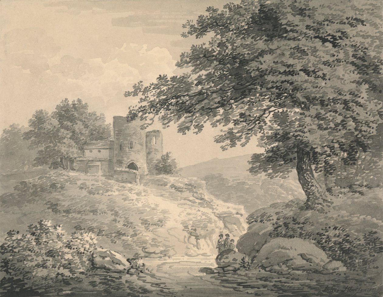 Yıkık Kule Manzarası by Julius Caesar Ibbetson