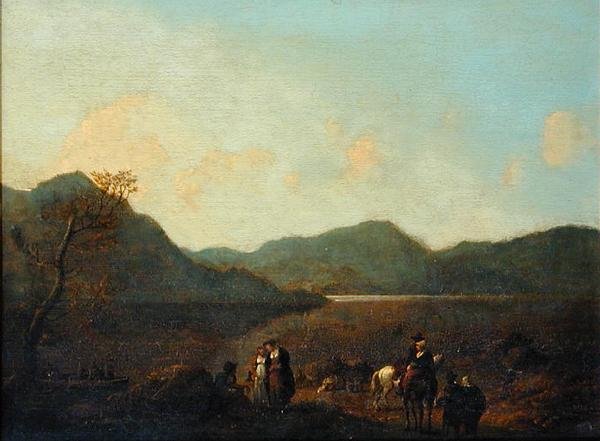 Martindale Feribotu, Ullswater (tuval üzerine yağlı boya) by Julius Caesar Ibbetson