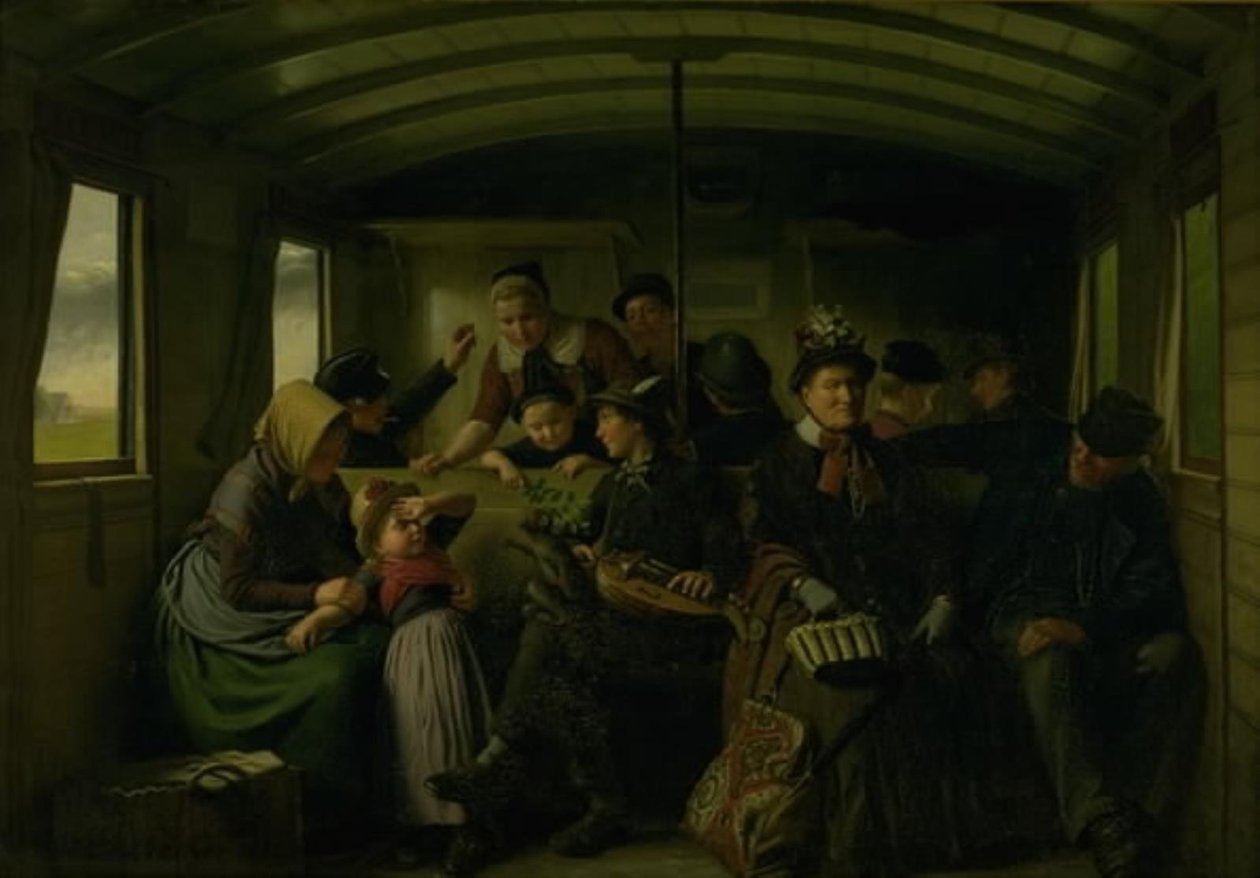 Üçüncü sınıf bir demiryolu kompartımanında by Julius Exner