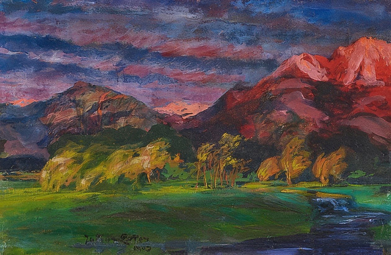 Gün batımında eteklerinde. 1903 (?) by Julius Exter