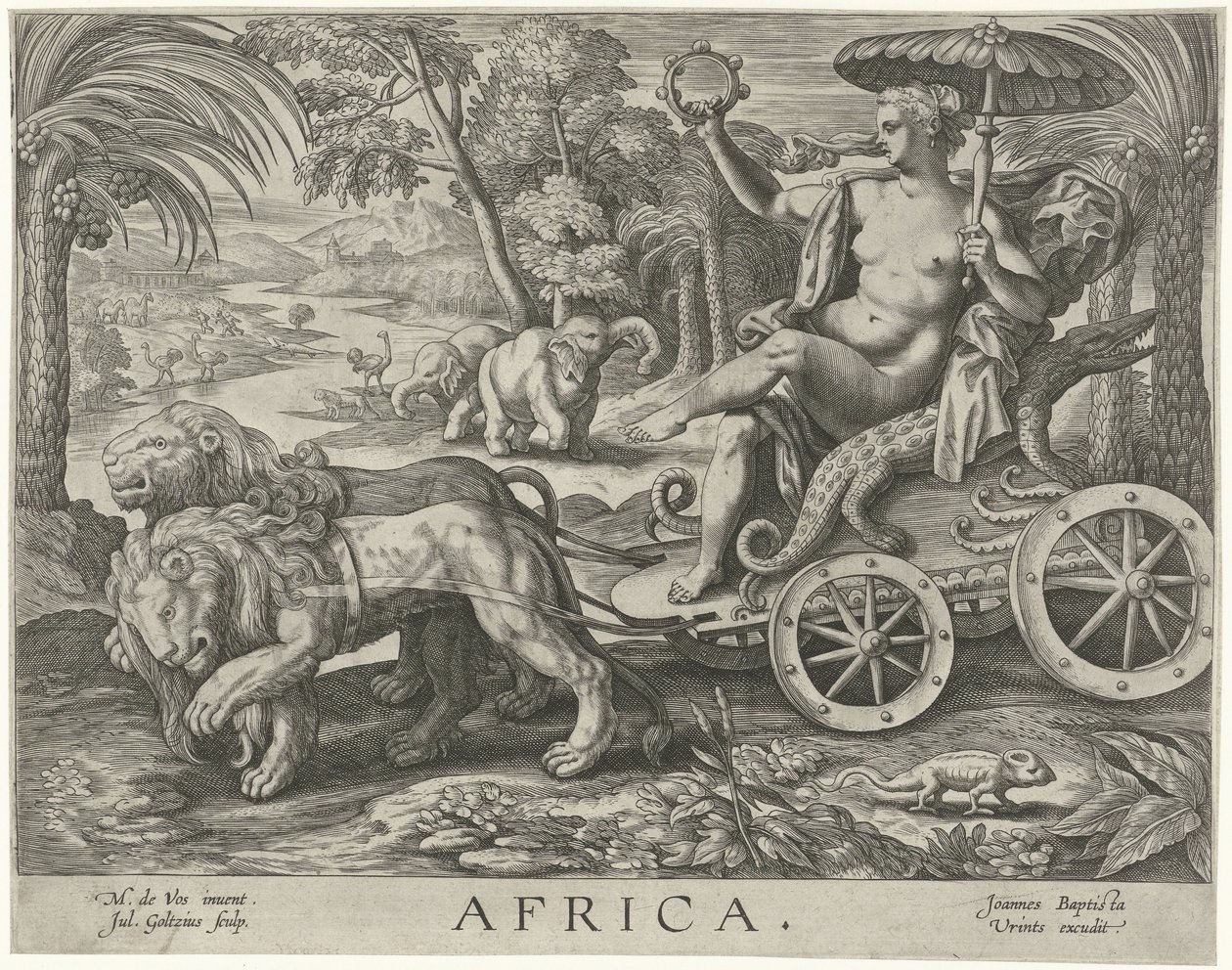 Afrika Afrika (nesne üzerindeki başlık) Dört kıta (dizi adı) by Julius Goltzius