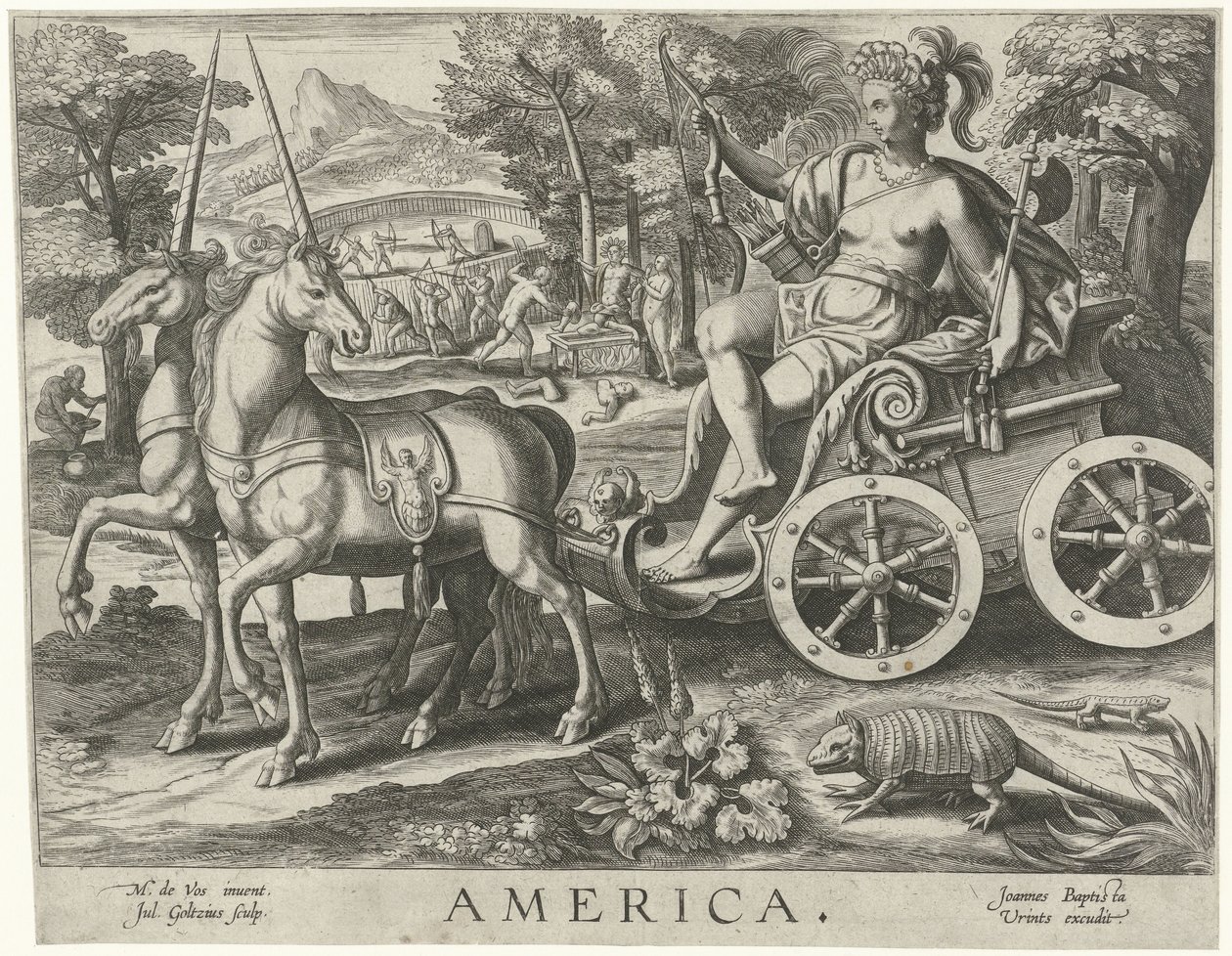 Amerika Amerika (nesne üzerindeki başlık) Dört kıta (dizi adı) by Julius Goltzius