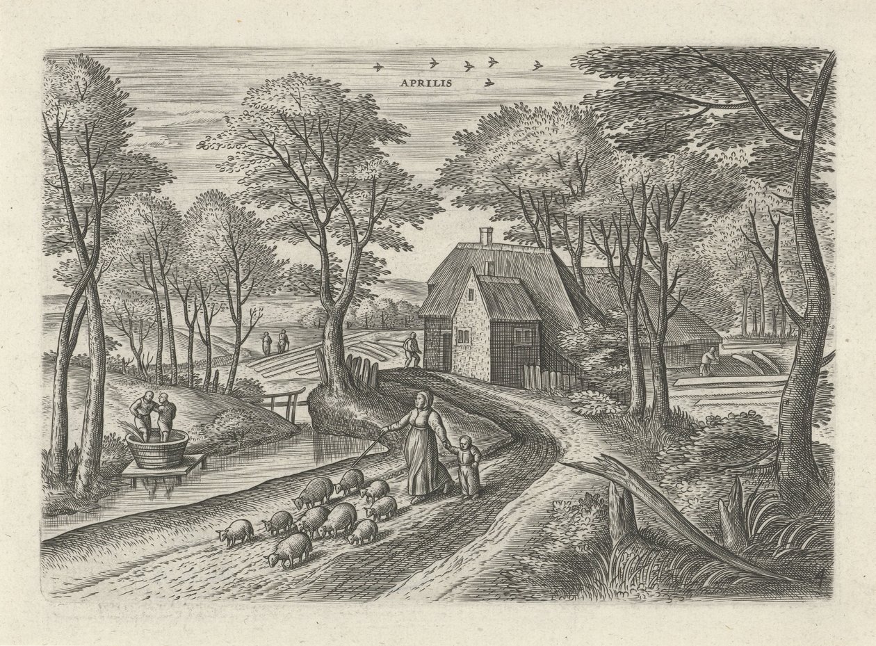Nisan Aprilis (nesne üzerindeki başlık) On İki Ay (dizi adı) by Julius Goltzius