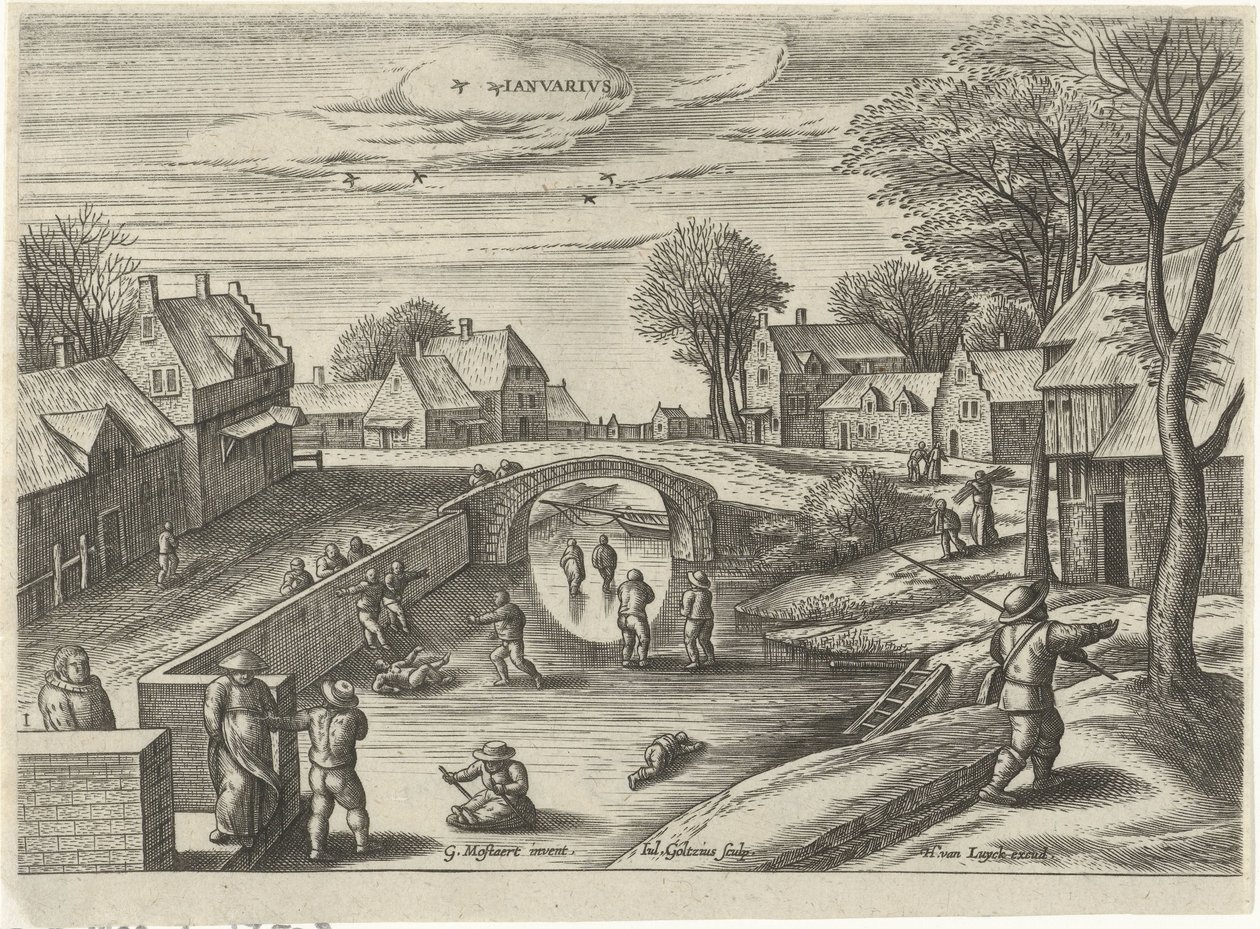Ocak Ianvarivs (nesne üzerindeki başlık) On İki Ay (dizi adı) by Julius Goltzius
