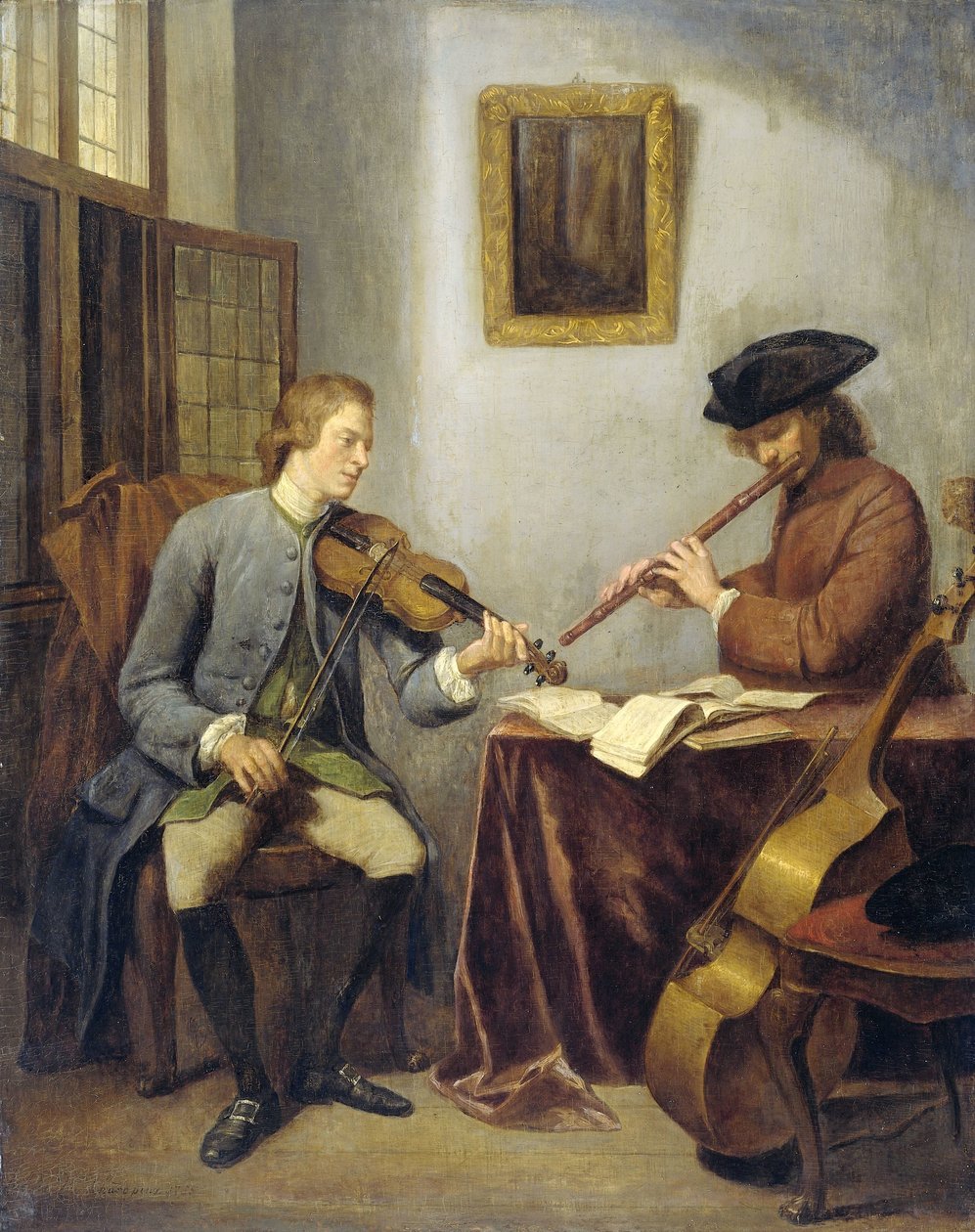 Bir Kemancı ve Bir Flütçü Birlikte Müzik Çalıyor (Müzisyenler) by Julius Henricus Quinkhard