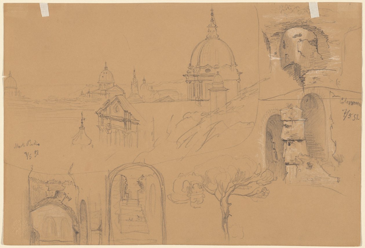 Kolezyum ve Monte Pincio Çalışmaları (verso) by Julius Jacob the Elder