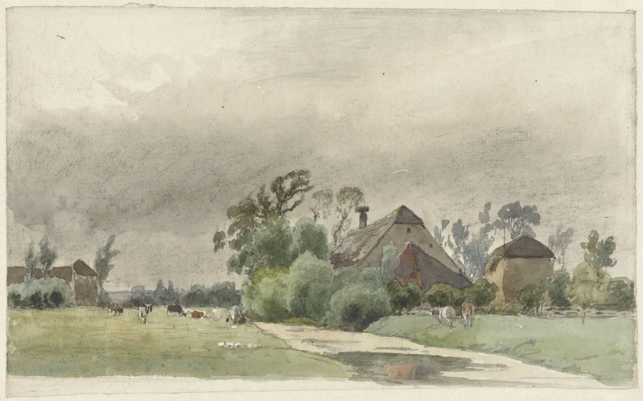 Bir çiftliğe giden yelken by Julius Jacobus van de Sande Bakhuyzen