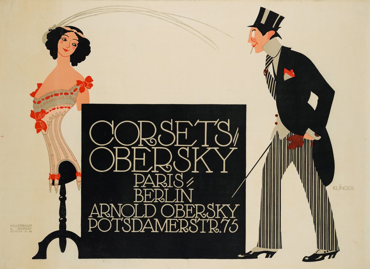 Korseler Obersky. Paris - Berlin. Arnold Obersky, Potsdamerstr. 75, 1912. by Julius Klinger