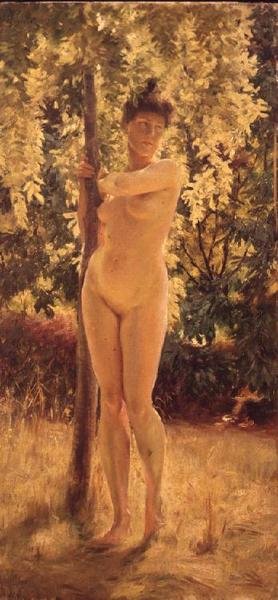 Gölgeli Bir Ağacın Altında Çıplak Kadın by Julius Leblanc Stewart