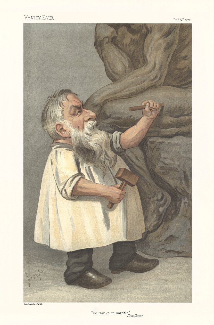 Rodin heykelini gösteren karikatür by Julius Mandes Price