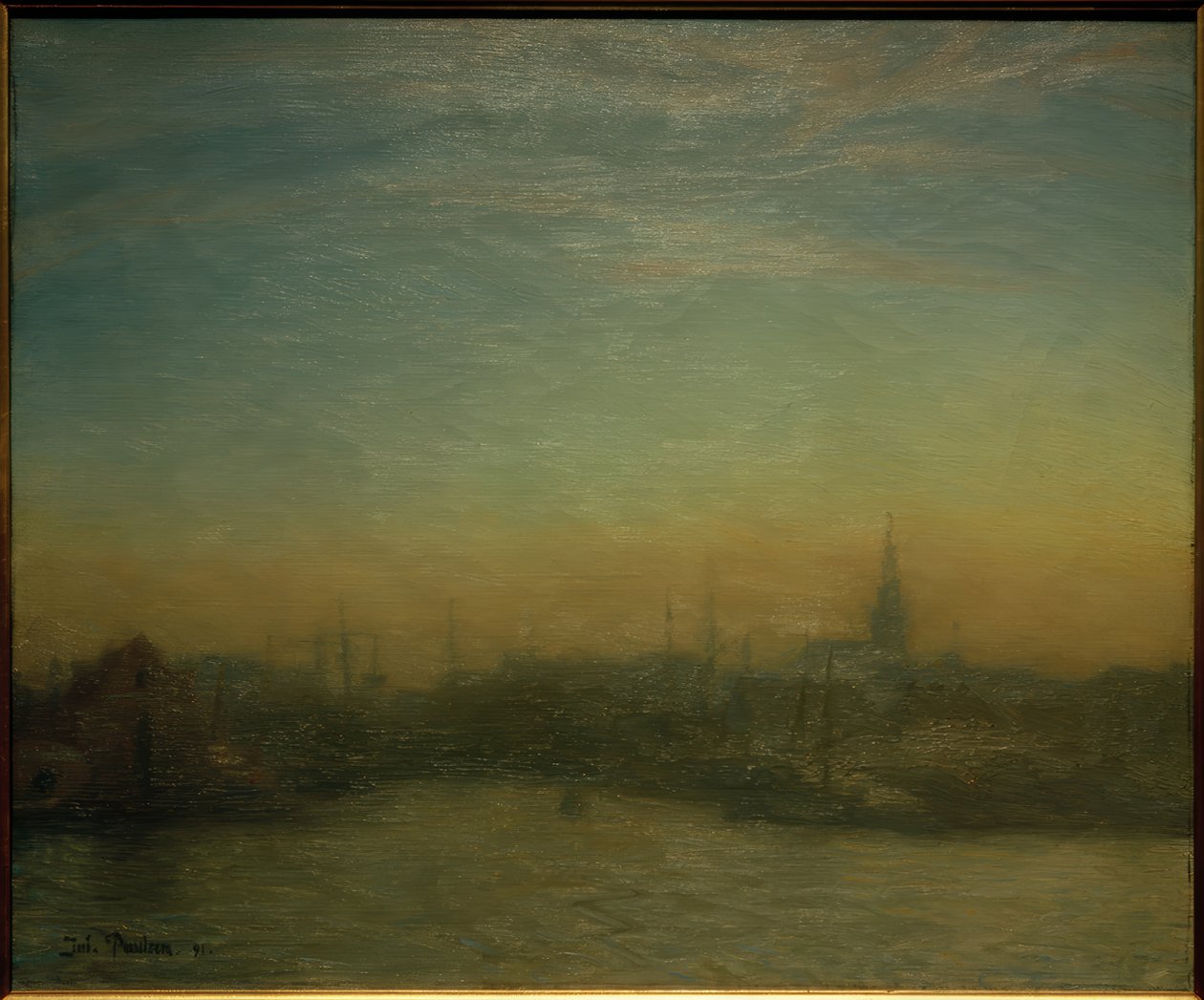 Gün batımından sonra liman manzarası. Kopenhag by Julius Paulsen